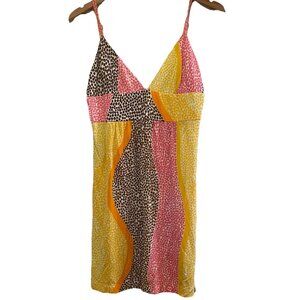 TRINA TURK Multicolor Abstract Adjustable Spaghetti Strap Mini Sundress Sz 10